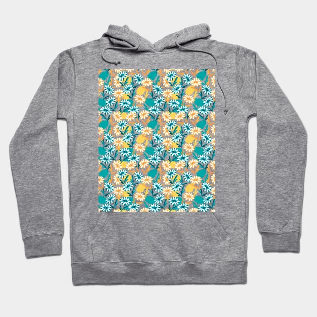 Summer Daisy Flower Pattern Hoodie by FlinArt